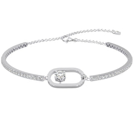 Round Diamond Hoop Set Bar Bangle