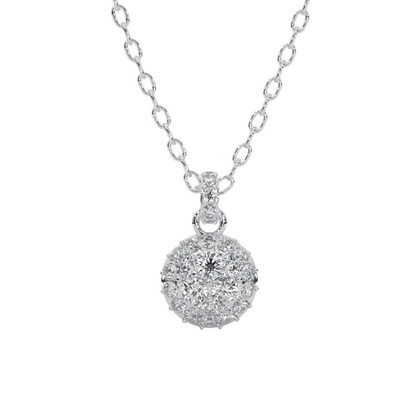 Round Diamond Cluster Pendant 1CT