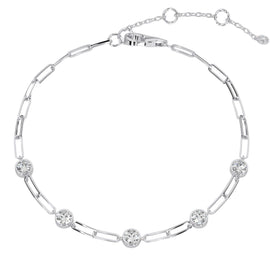 Round Rub Over Diamond Paperclip Bracelet