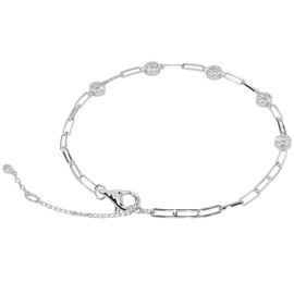 Round Rub Over Diamond Paperclip Bracelet