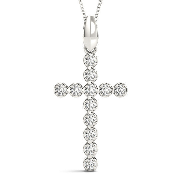 Round Diamond Cross Floral Pendant