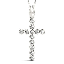 Round Diamond Cross Floral Pendant