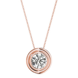 Round Rub Over Diamond Solitaire Pendant