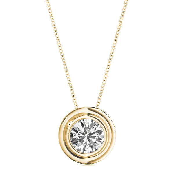 Round Rub Over Diamond Solitaire Pendant