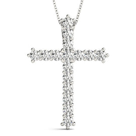 Round Diamond Cross Three Point Pendant