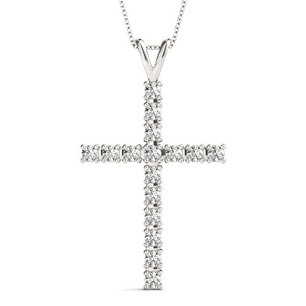 Round Diamond Cross Block Pave Pendant