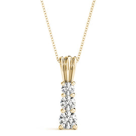 Round Triple Diamond Journey Pendant Necklace