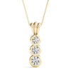 Round Triple Diamond Journey Pendant Necklace