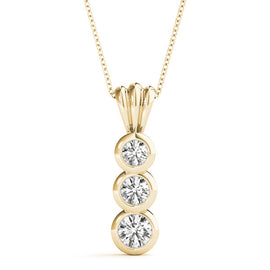 Round Triple Diamond Journey Pendant Necklace