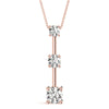 Round Triple Diamond Journey Pendant Necklace