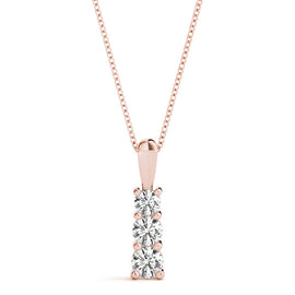 Round Triple Diamond Journey Pendant Necklace