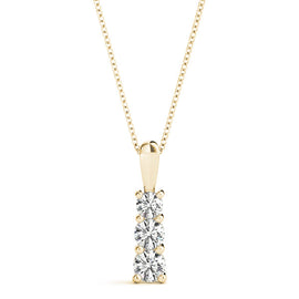 Round Triple Diamond Journey Pendant Necklace