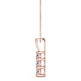 Round Triple Diamond Journey Pendant Necklace