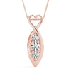 Round Triple Diamond Heart Drop Pendant