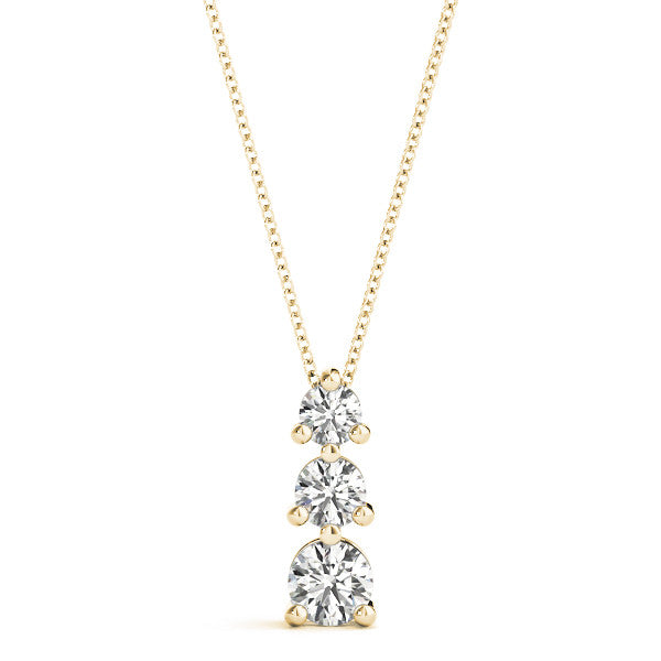 Round Triple Diamond Journey Triangle Claw Set Pendant