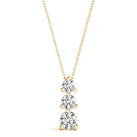 Round Triple Diamond Journey Triangle Claw Set Pendant