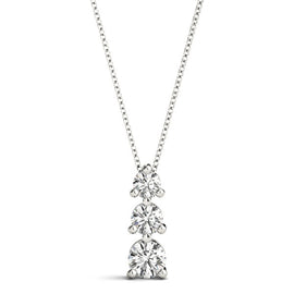 Round Triple Diamond Journey Triangle Claw Set Pendant