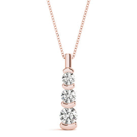 Round Triple Diamond Journey Bar Set Pendant