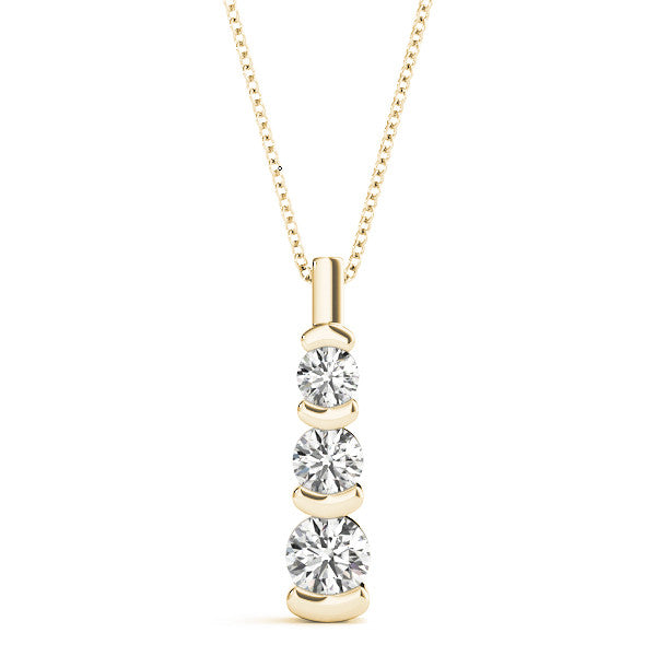 Round Triple Diamond Journey Bar Set Pendant