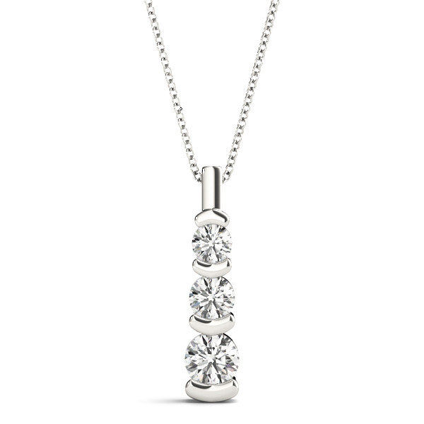 Round Triple Diamond Journey Bar Set Pendant