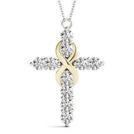 Round Diamond Infinity Cross Pendant