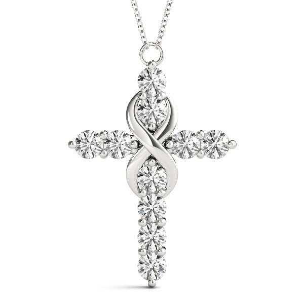 Round Diamond Infinity Cross Pendant