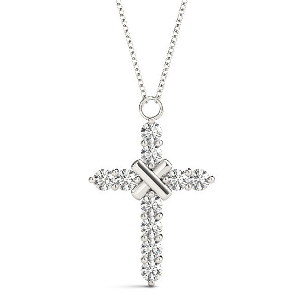 Round Diamond double Cross Pendant