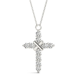 Round Diamond double Cross Pendant