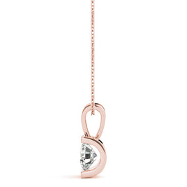 Round Diamond Block Bezel Solitaire Pendant