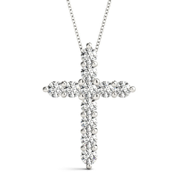 Round Diamond Cross Claw Set Pendant