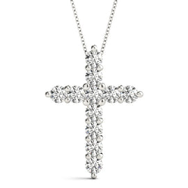 Round Diamond Cross Claw Set Pendant