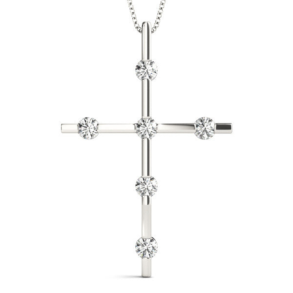 Round Scatter Diamond Cross Pendant