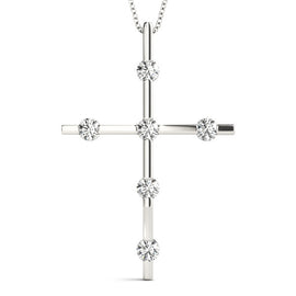 Round Scatter Diamond Cross Pendant