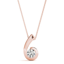 Round Diamond Drop Solitaire Pendant