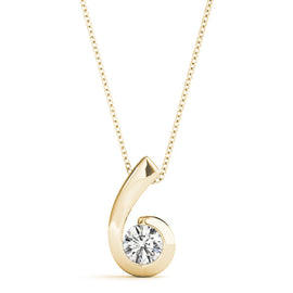 Round Diamond Drop Solitaire Pendant