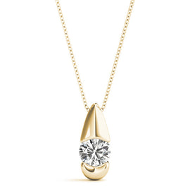 Round Diamond Drop Solitaire Pendant