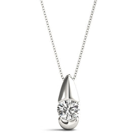 Round Diamond Drop Solitaire Pendant