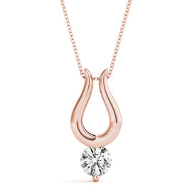 Round Diamond Drop Solitaire Pendant