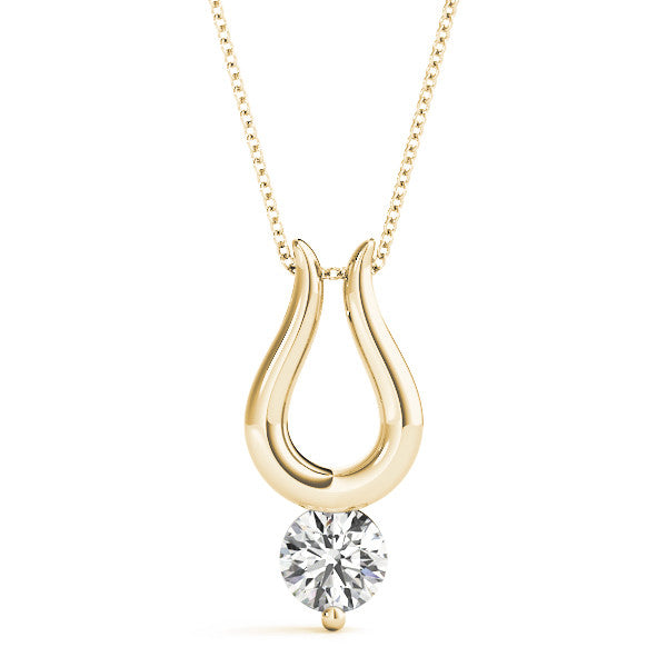 Round Diamond Drop Solitaire Pendant