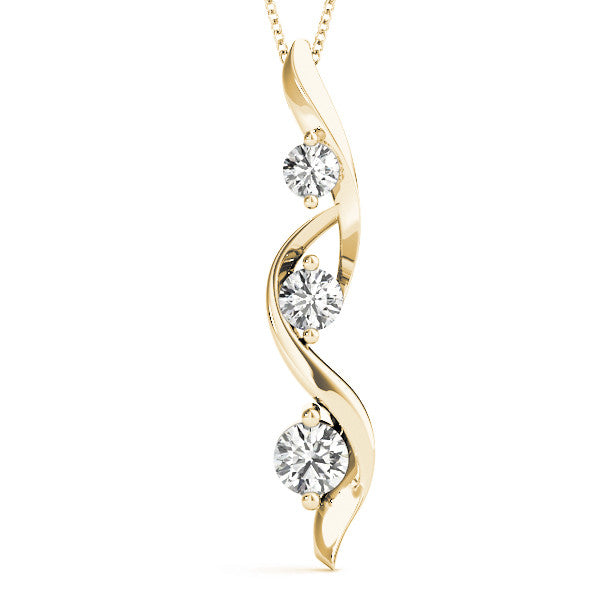 Round Triple Diamond Swirl Journey Pendant