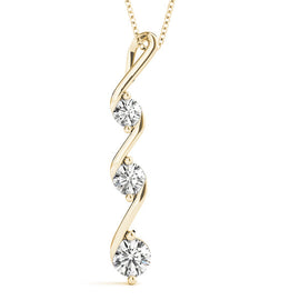 Round Triple Diamond Journey Wave Pendant