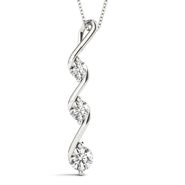 Round Triple Diamond Journey Wave Pendant