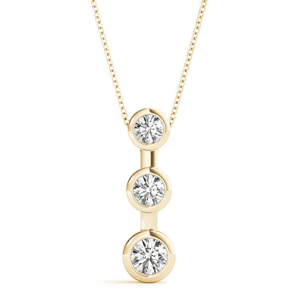 Round Triple Diamond Journey Bezel Set Pendant