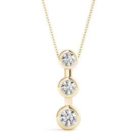 Round Triple Diamond Journey Bezel Set Pendant