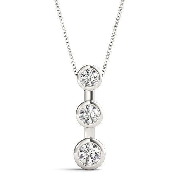 Round Triple Diamond Journey Bezel Set Pendant