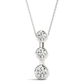 Round Triple Diamond Journey Bezel Set Pendant