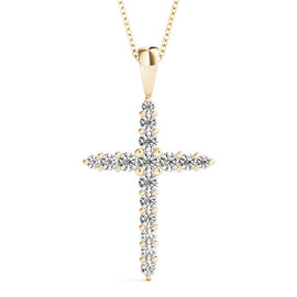 Round Diamond Journey Cross Pendant