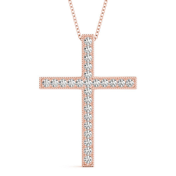 Diamond Pavé Cross Block Pendant