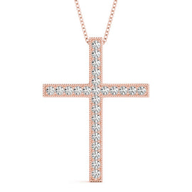 Diamond Pavé Cross Block Pendant