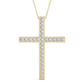 Diamond Pavé Cross Block Pendant